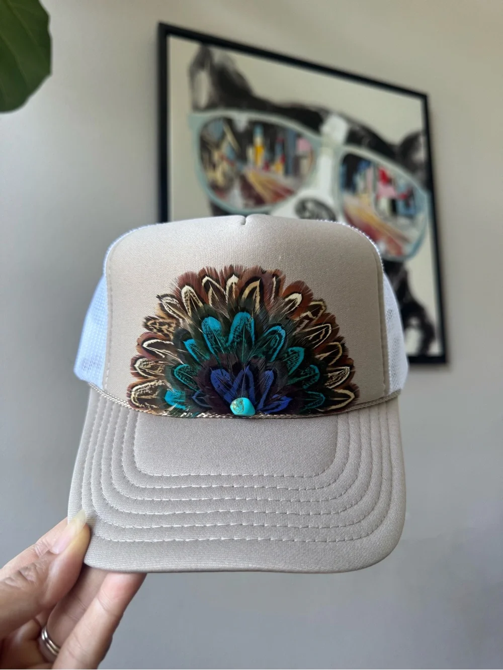F7 Boho Feather Trucker Hat